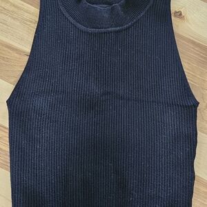 Sleeveless Black Ribbed Top